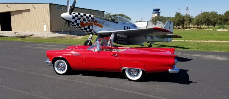 Birds of a Feather - Marshall Andrews' '57 with a World War II P-51 Mustang